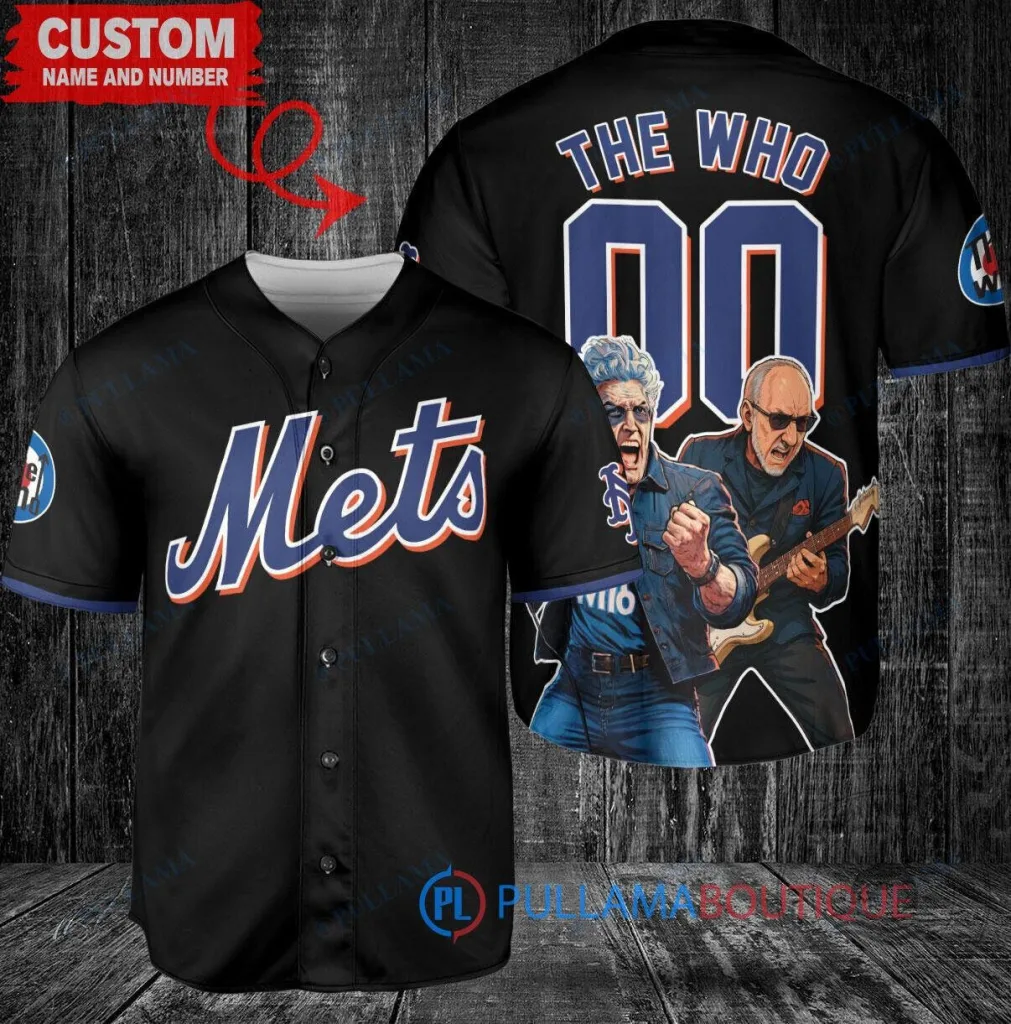 New York Mets Baseball The Who Custom Black Baseball Jersey 14 New York Mets Baseball The Who Custom Black Baseball Jersey