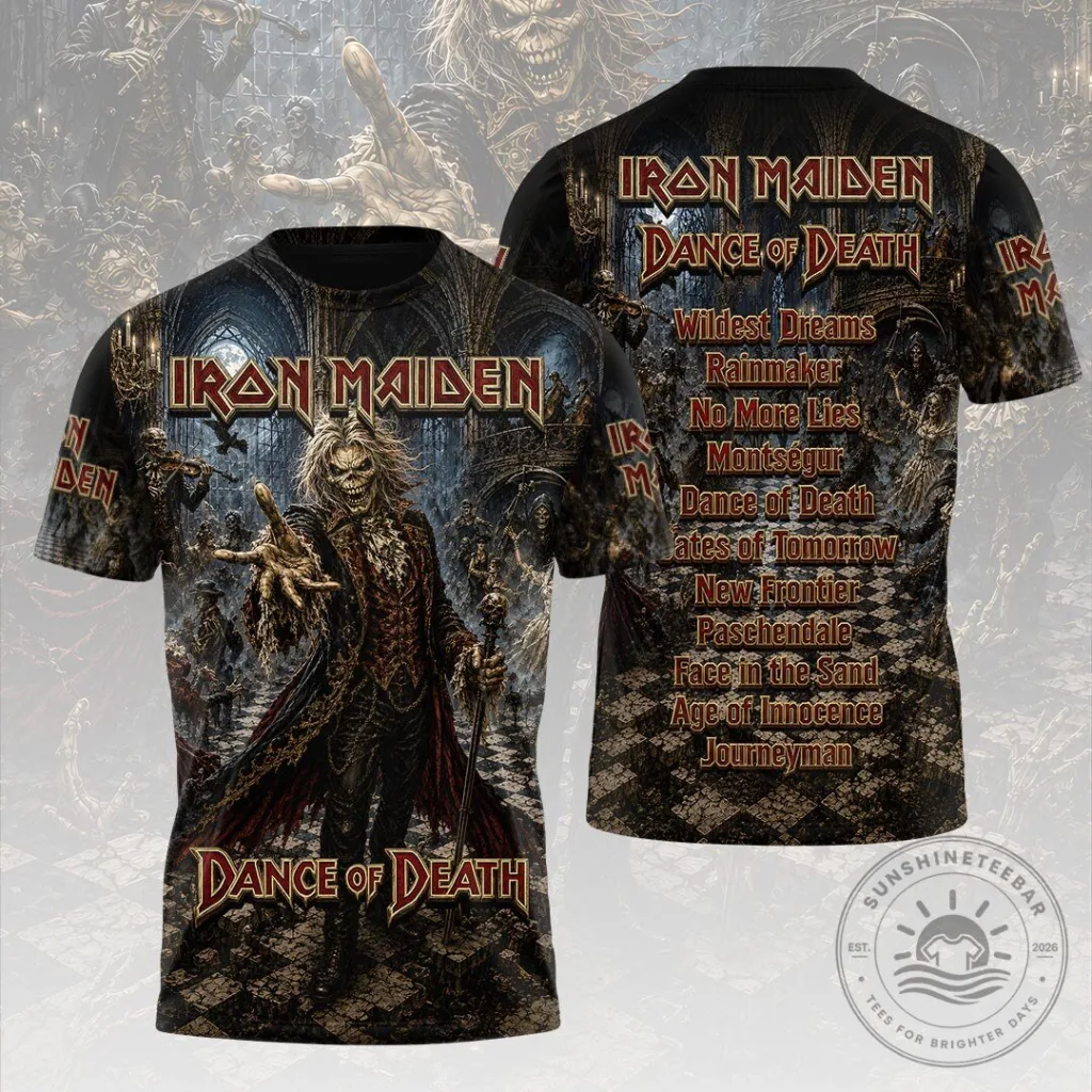 Iron Maiden Dance of Death Album Art Graphic T-Shirt 8 Iron Maiden Dance of Death Album Art Graphic T-Shirt