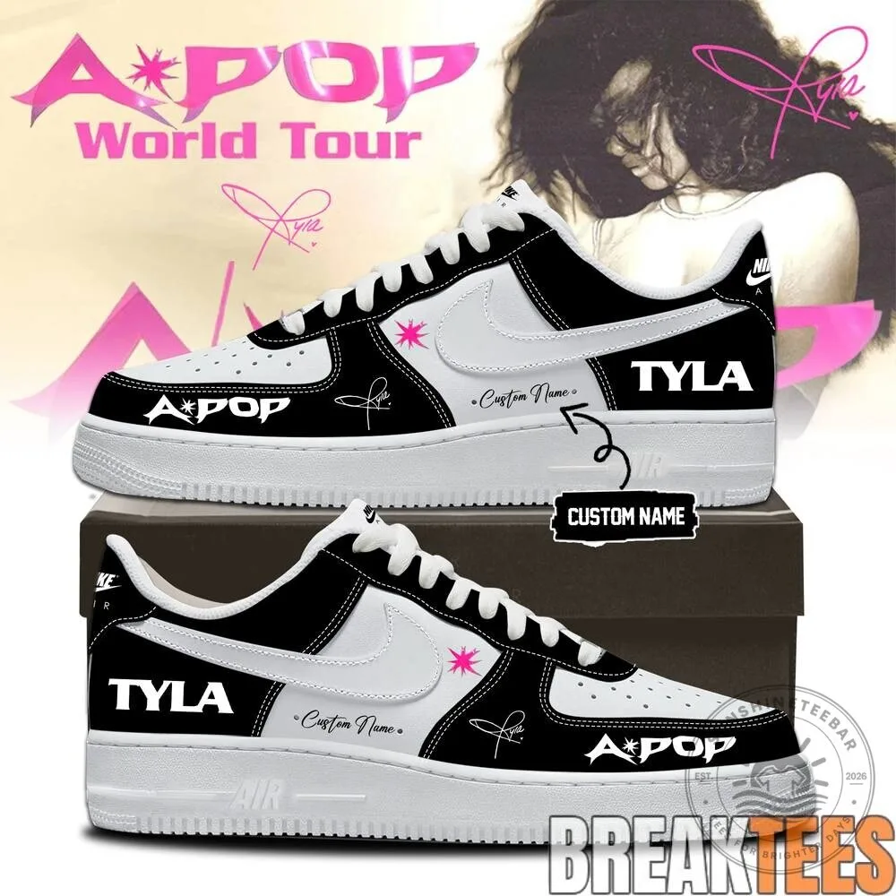 Tyla APOP World Tour Custom Name Black and White Athletic Sneakers