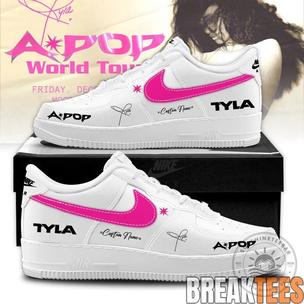 Tyla APOP World Tour Custom Name Black and White Athletic Sneakers 9 Tyla APOP World Tour Custom Name Black and White Athletic Sneakers