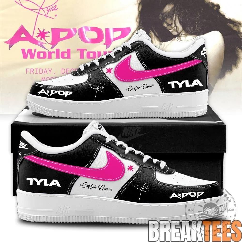 Tyla APOP World Tour Custom Name Black and White Athletic Sneakers 10 Tyla APOP World Tour Custom Name Black and White Athletic Sneakers