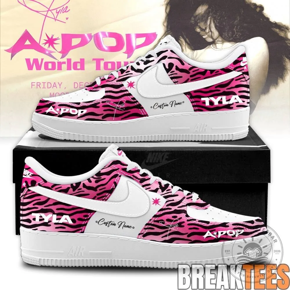 Tyla APOP World Tour Custom Name Black and White Athletic Sneakers 11 Tyla APOP World Tour Custom Name Black and White Athletic Sneakers