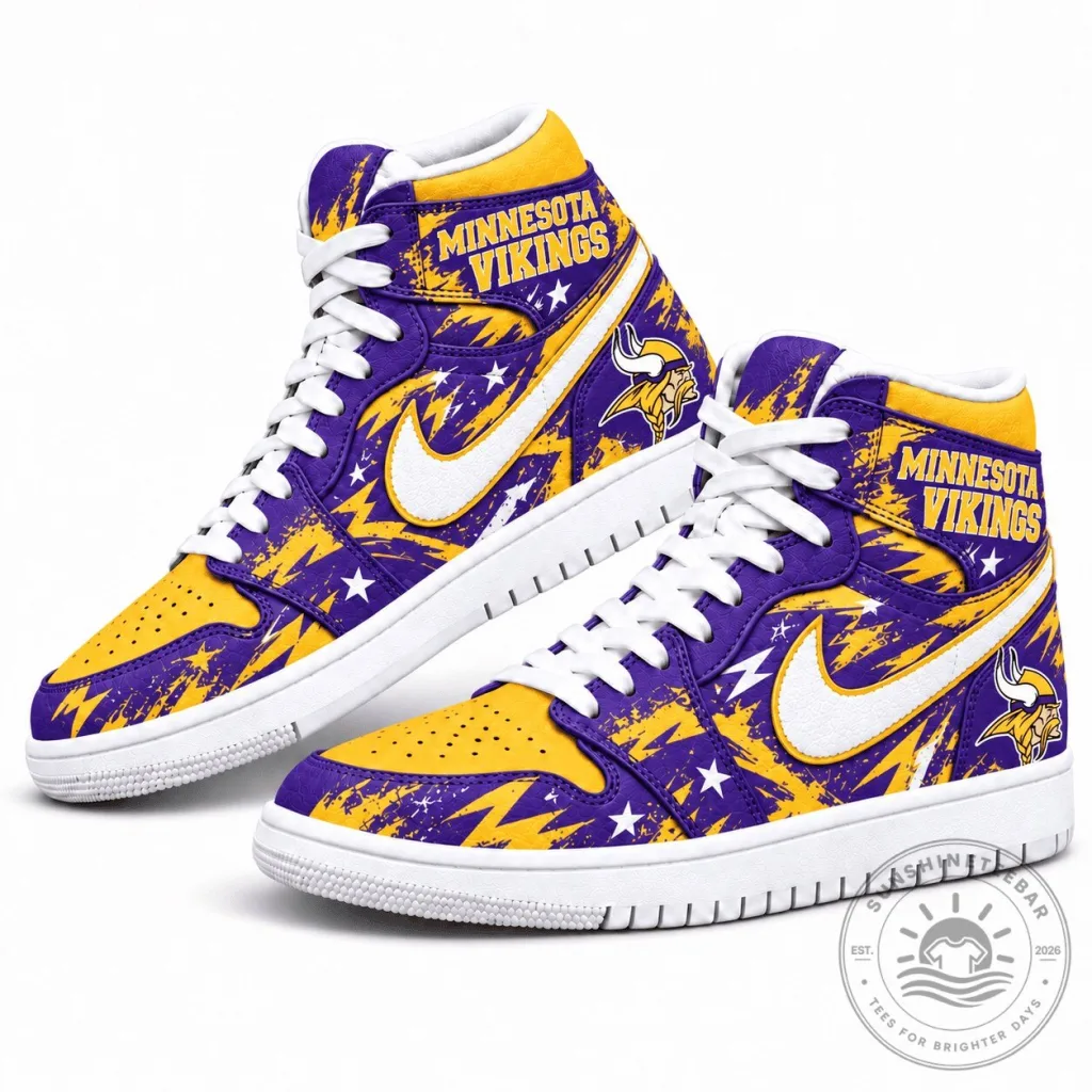 Minnesota Vikings Graffiti High Top Sneakers Custom Design Shoes Minnesota Vikings Graffiti High Top Sneakers Custom Design Shoes
