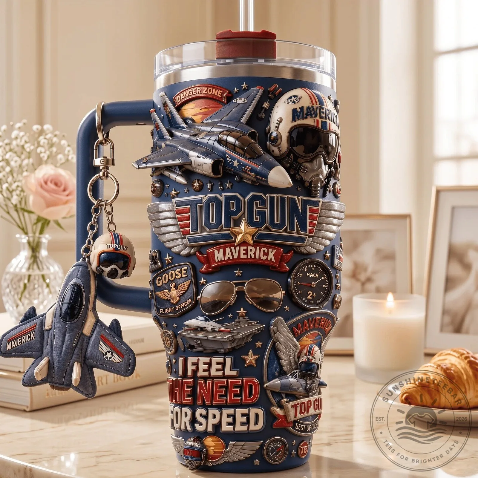 Insulated Stainless Steel Tumbler with Handle featuring Top Gun Maverick Movie Design 6 Insulated Stainless Steel Tumbler with Handle featuring Top Gun Maverick Movie Design