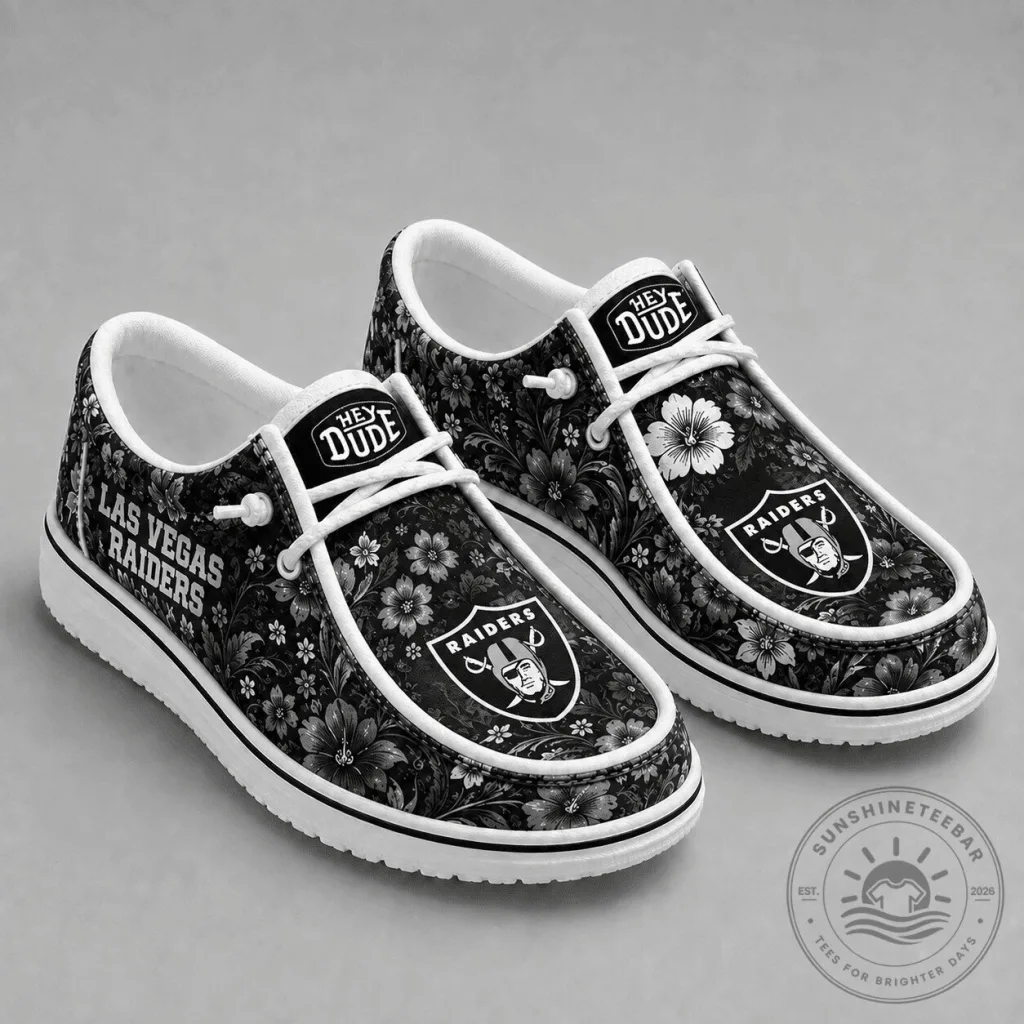 Las Vegas Raiders Floral Pattern Team Logo Comfortable Loafer Shoes Las Vegas Raiders Floral Pattern Team Logo Comfortable Loafer Shoes