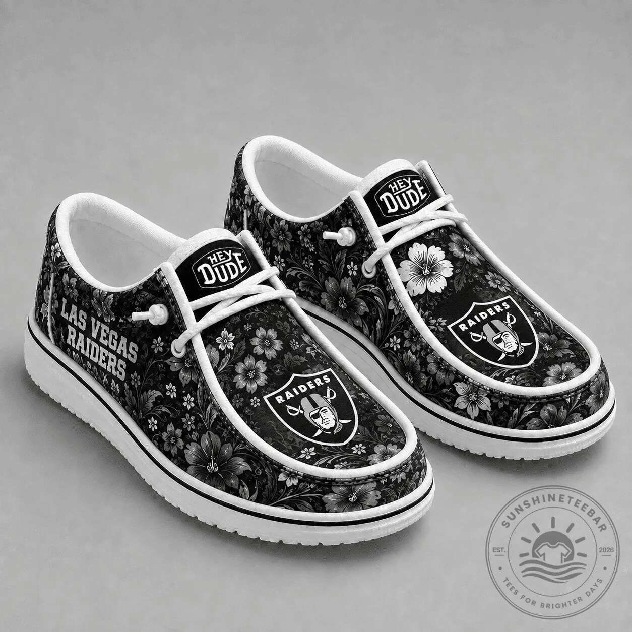 Las Vegas Raiders Floral Pattern Team Logo Comfortable Loafer Shoes 5 Las Vegas Raiders Floral Pattern Team Logo Comfortable Loafer Shoes