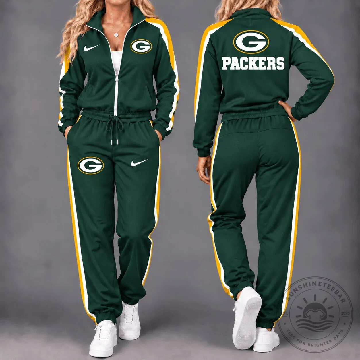 Green Bay Packers NFL Football Team Green and Gold Tracksuit Set