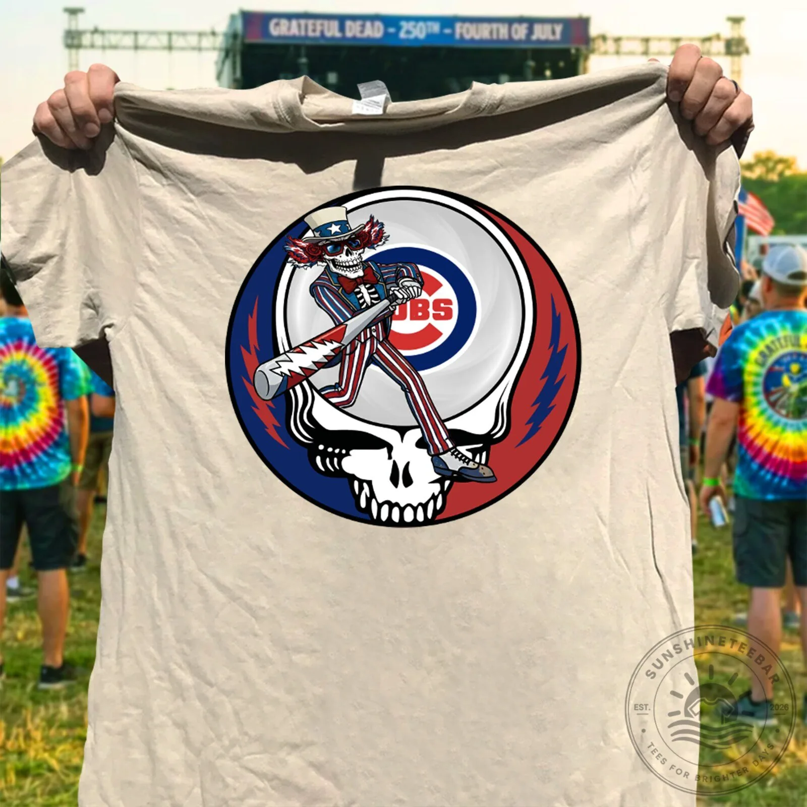 Chicago Cubs Baseball Grateful Dead Stealie Uncle Sam T-Shirt 5 Chicago Cubs Baseball Grateful Dead Stealie Uncle Sam T-Shirt