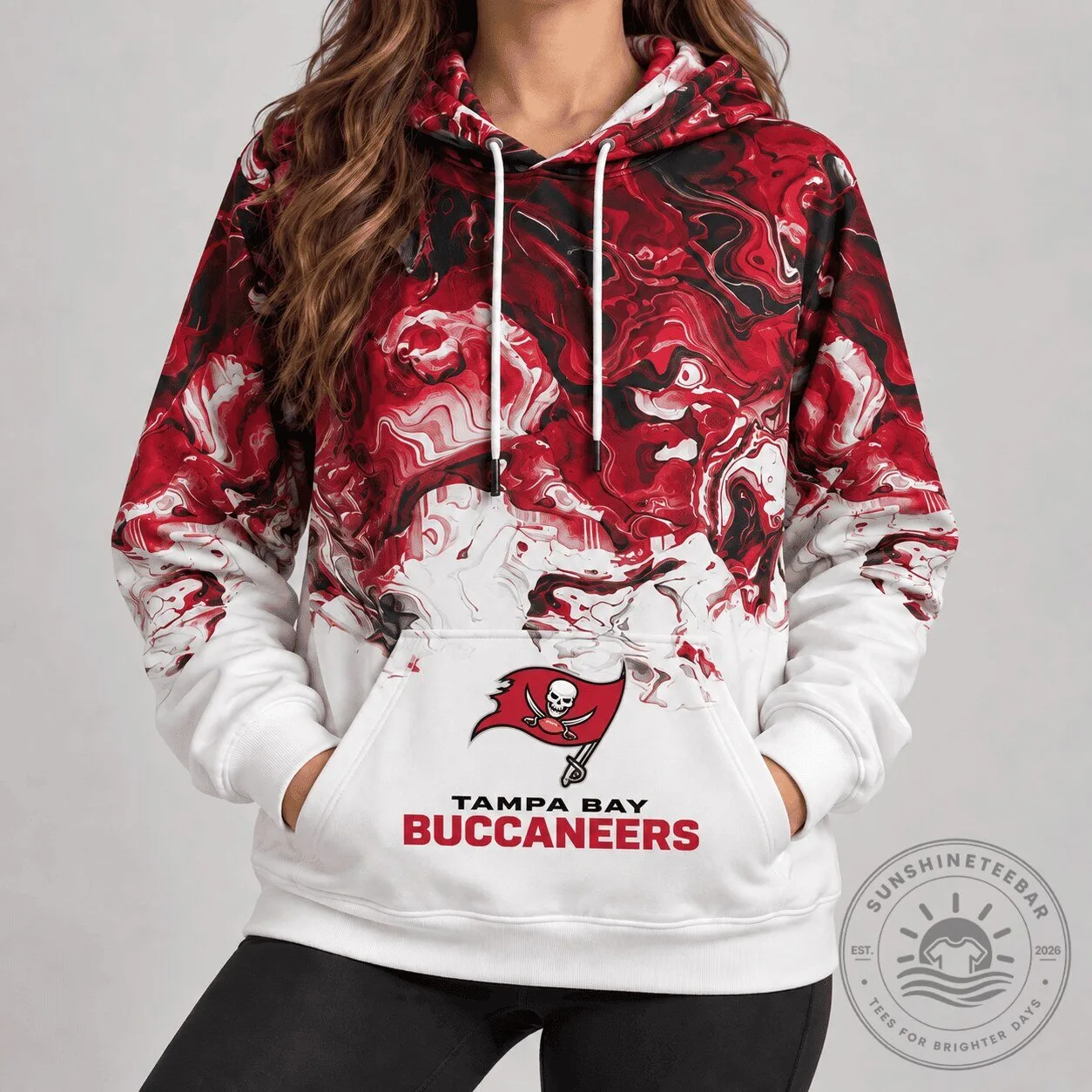 Tampa Bay Buccaneers Red Swirl Pattern Football Team Logo Hoodie