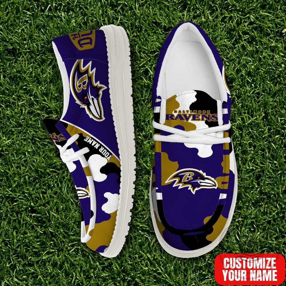 Baltimore Ravens Personalized Camouflage Loafer Shoes for Men and Women