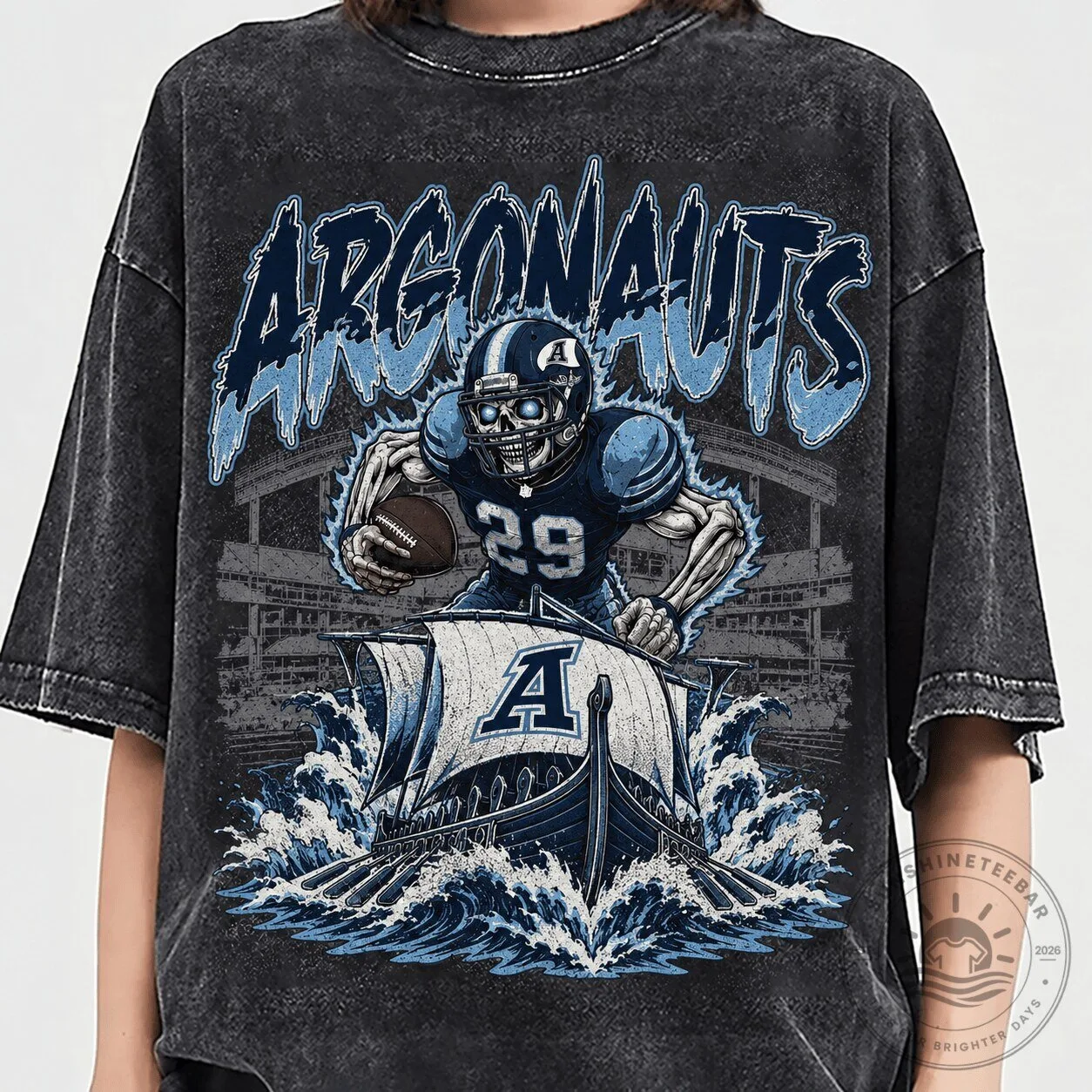 Toronto Argonauts Vintage Football Skeleton 1D Fan T-Shirt 1 Toronto Argonauts Vintage Football Skeleton 1D Fan T-Shirt