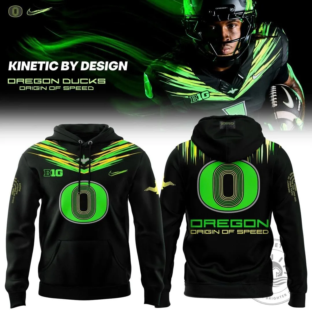 Oregon Ducks Origin of Speed Black and Green Big O Logo Hoodie