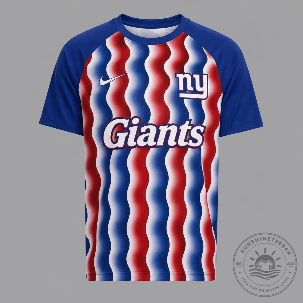 New York Giants NFL Football Team Wavy Pattern Athletic T-Shirt New York Giants NFL Football Team Wavy Pattern Athletic T-Shirt