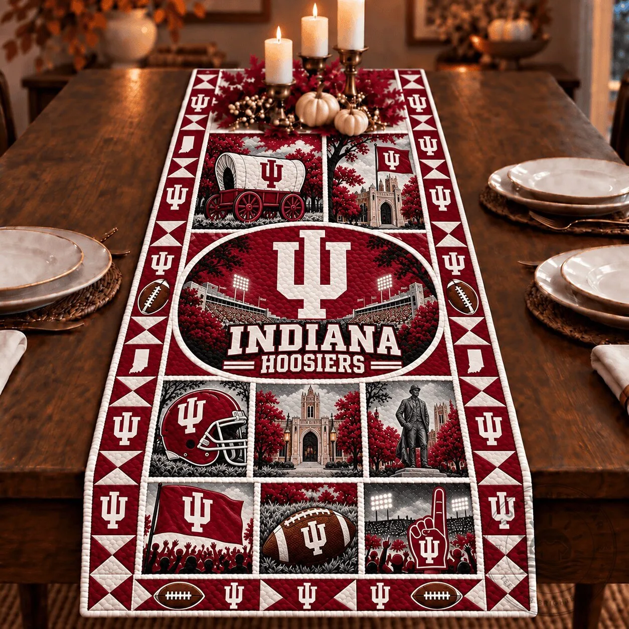 Indiana Hoosiers NCAA Collegiate Heritage Table Runner 1 Indiana Hoosiers NCAA Collegiate Heritage Table Runner