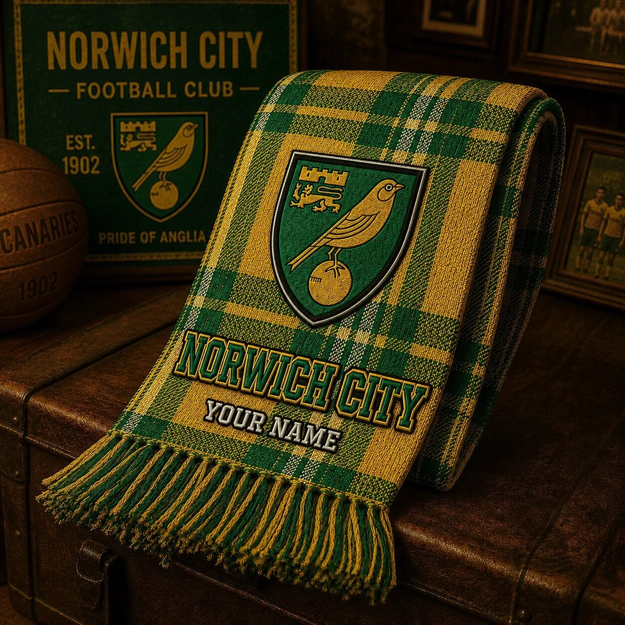 Norwich City Football Club Personalized Canaries Scarf