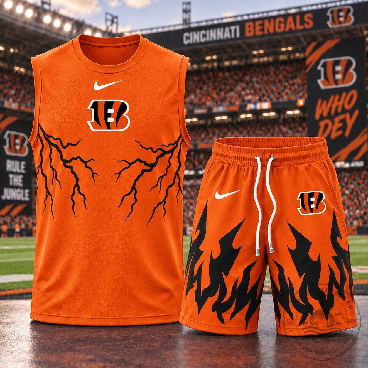 Cincinnati Bengals Football Team Orange Lightning Sleeveless Shirt