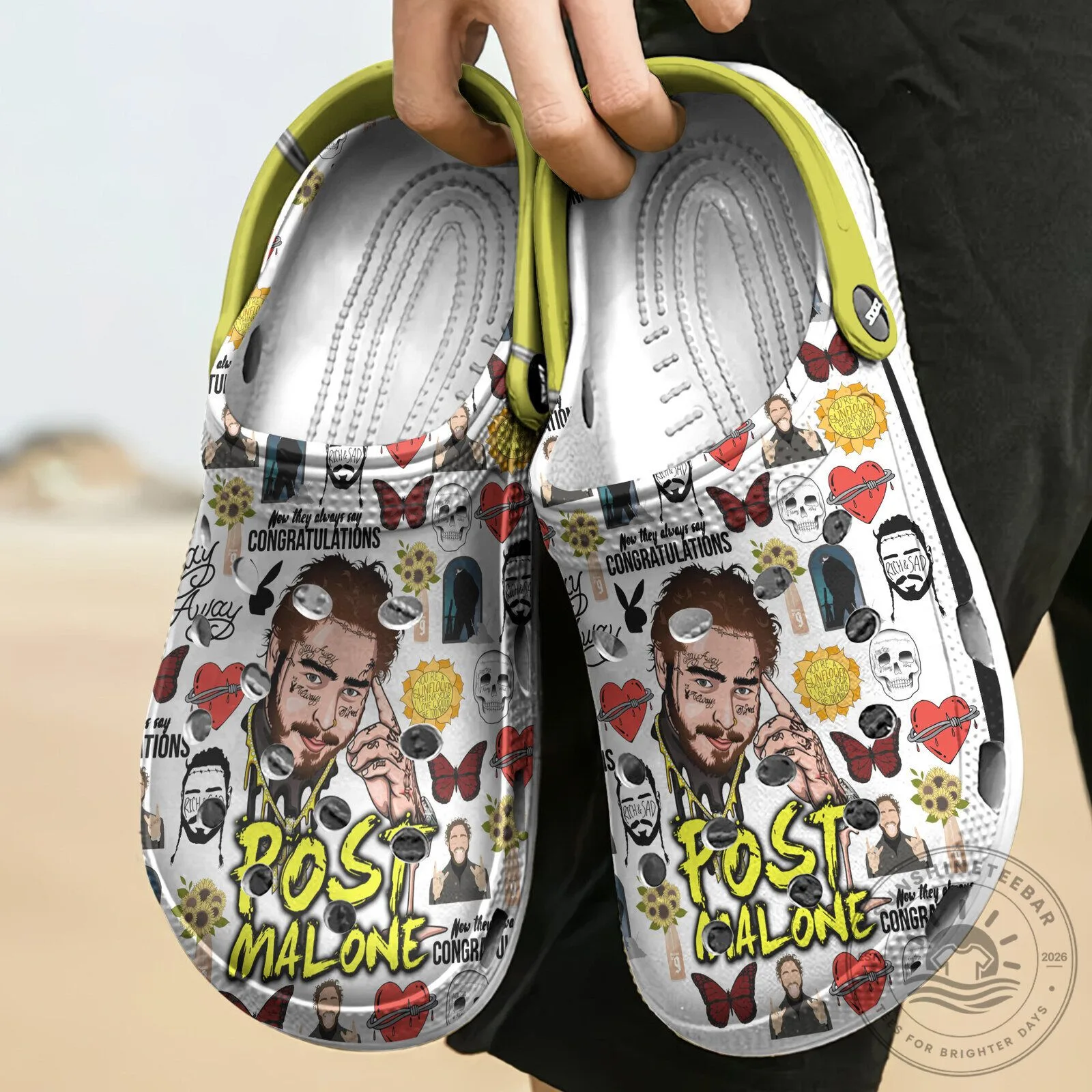 Post Malone Music Fan Art White Custom Name Crocs Clogs 9 Post Malone Music Fan Art White Custom Name Crocs Clogs