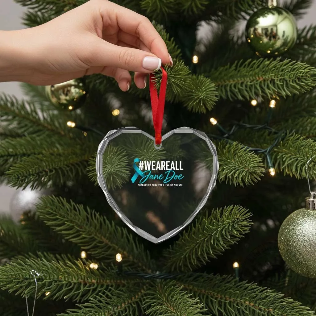 We Are All Jane Doe Sexual Assault Awareness Ribbon Crystal Heart Ornament 12 We Are All Jane Doe Sexual Assault Awareness Ribbon Crystal Heart Ornament