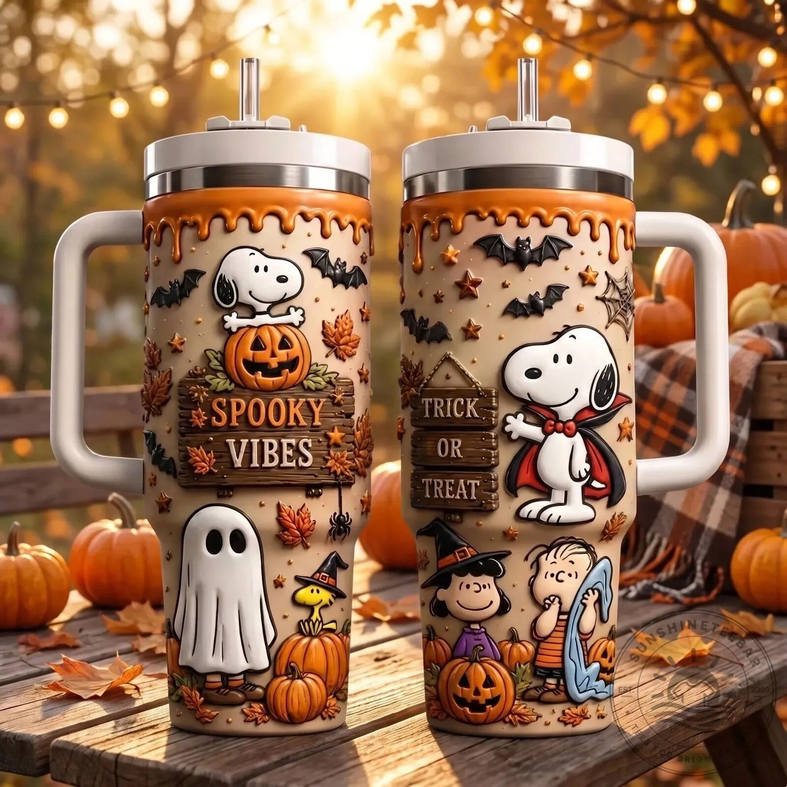 Snoopy Halloween Spooky Vibes Trick Or Treat Insulated Tumbler with Handle 7 Snoopy Halloween Spooky Vibes Trick Or Treat Insulated Tumbler with Handle