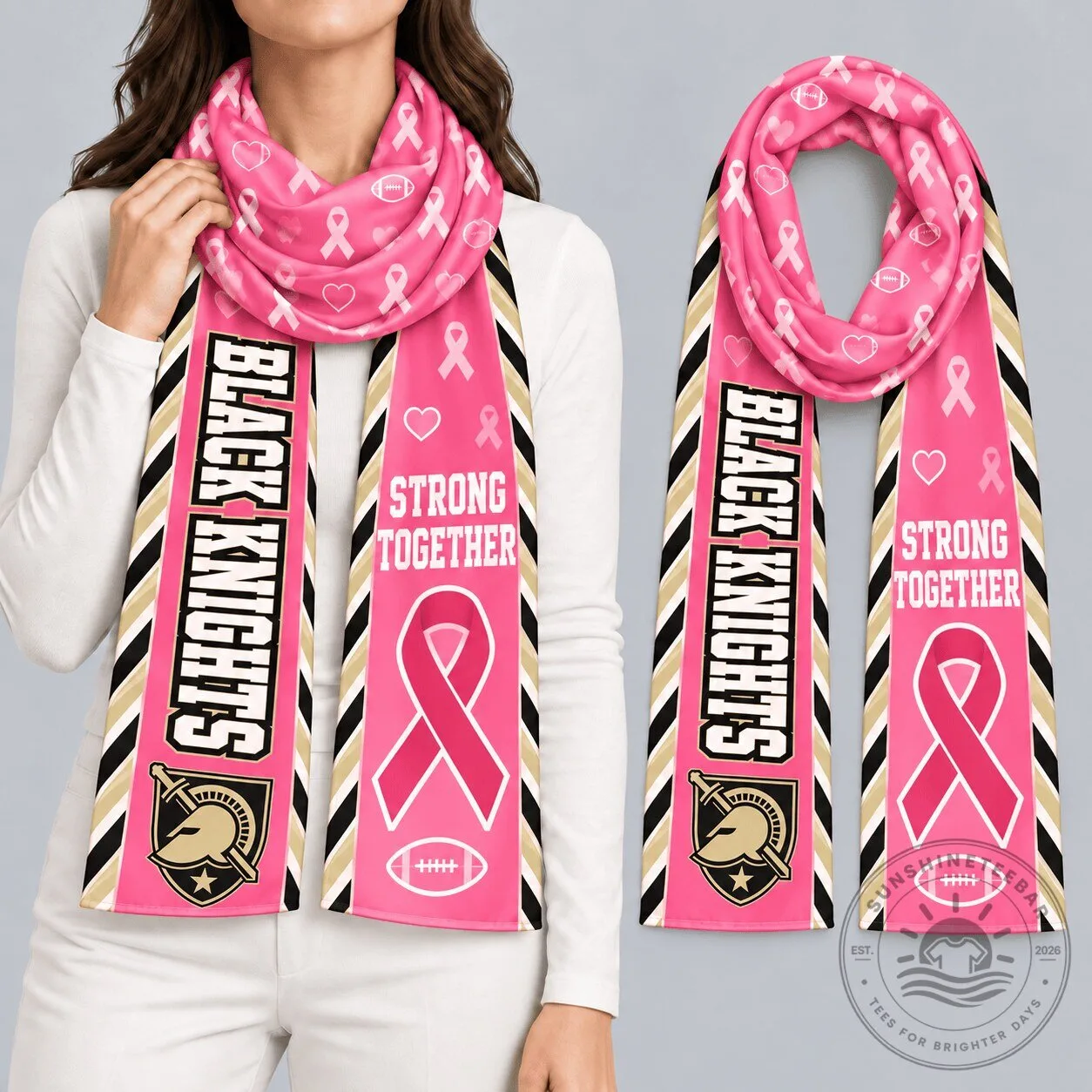 Army Black Knights Breast Cancer Awareness Football Strong Together Scarf
