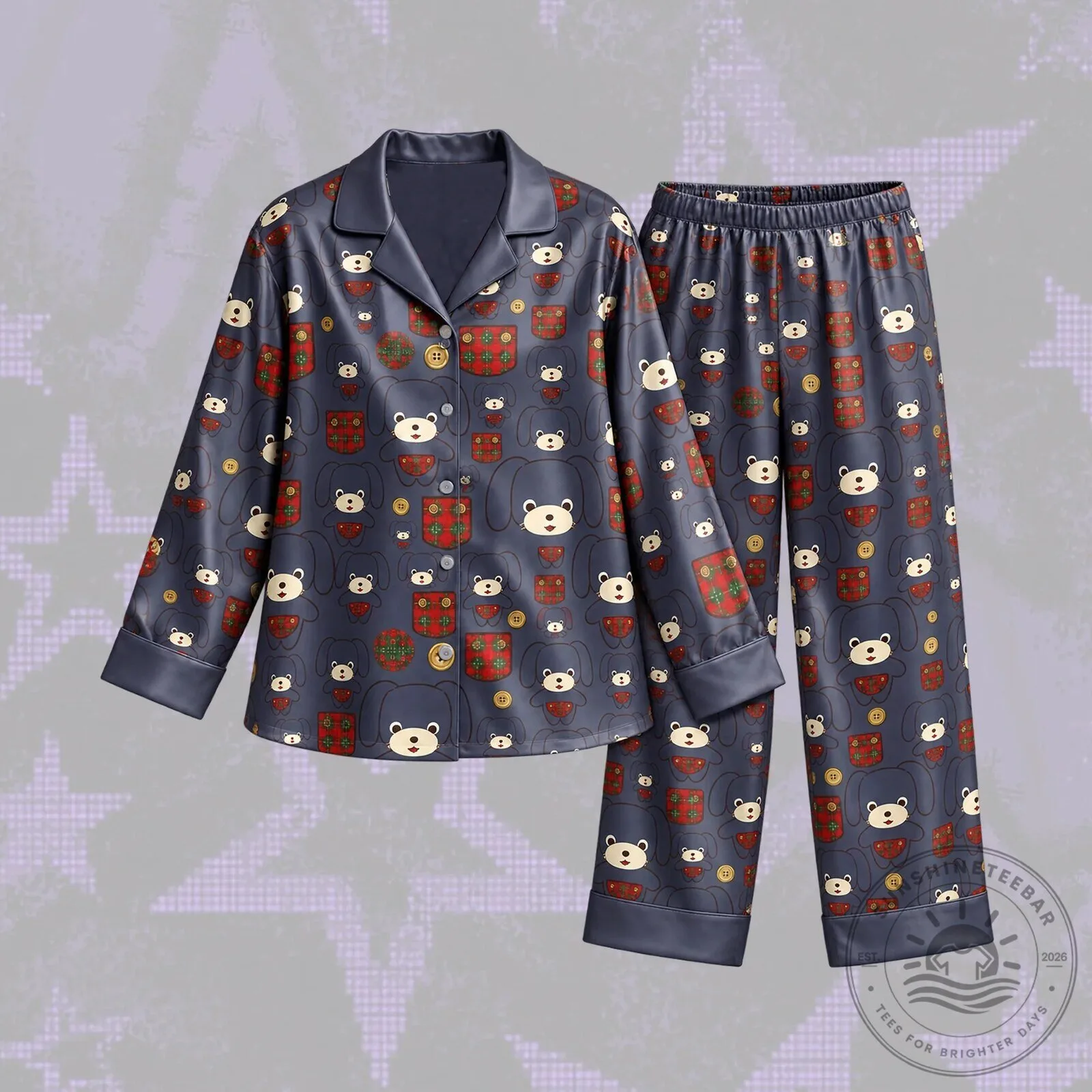 TWICE Club Jeongyeon TDOONGZ Mascot Tartan Plaid Button-Up Pajama Set 1 TWICE Club Jeongyeon TDOONGZ Mascot Tartan Plaid Button-Up Pajama Set