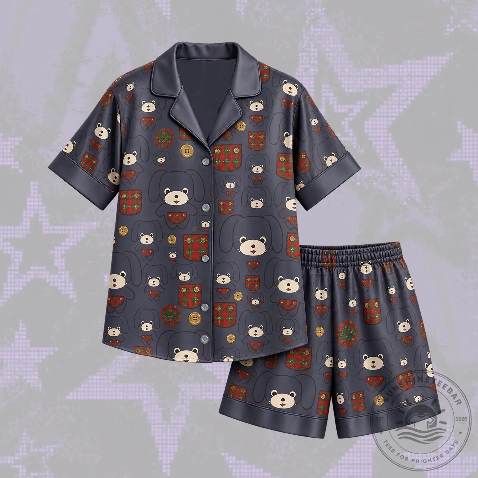 TWICE Club Jeongyeon TDOONGZ Mascot Tartan Plaid Button-Up Pajama Set 7 TWICE Club Jeongyeon TDOONGZ Mascot Tartan Plaid Button-Up Pajama Set
