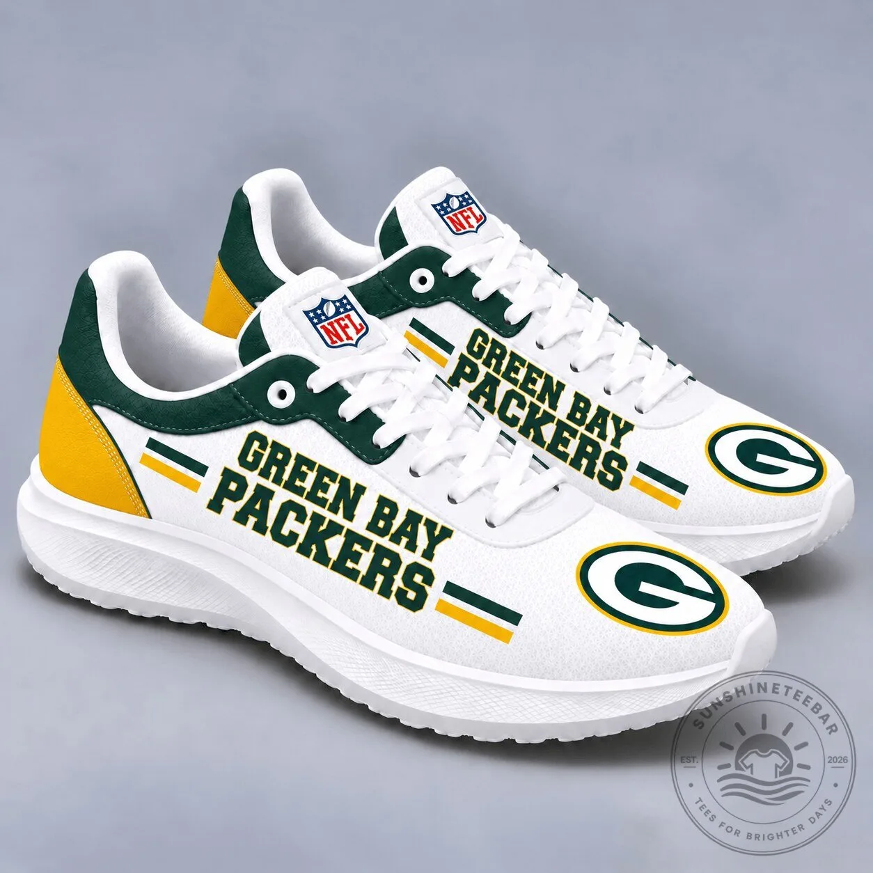 Green Bay Packers NFL Varsity Stripe Sport Sneakers Running Shoes