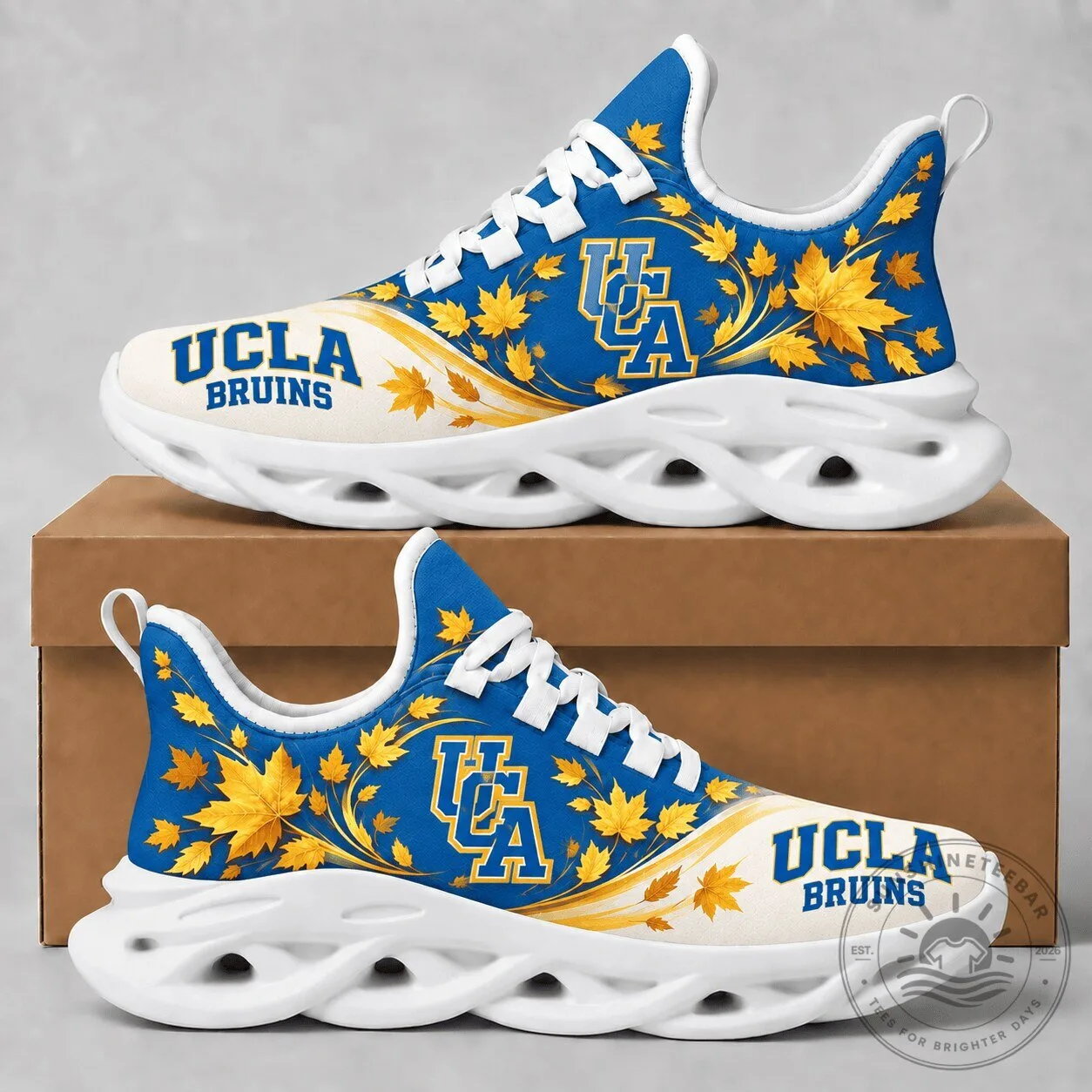 UCLA Bruins Fall Maple Leaves Chunky Sneakers Autumn Edition
