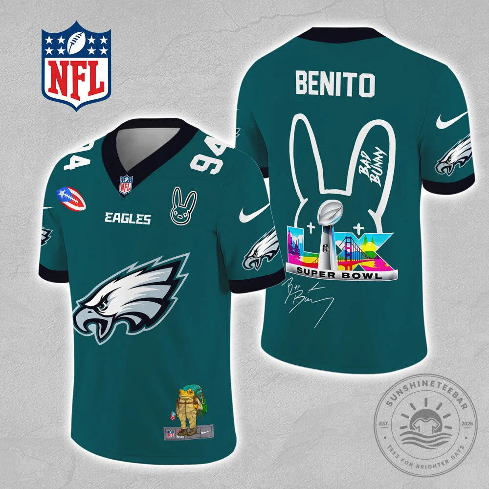 Philadelphia Eagles Football Bad Bunny Super Bowl LVII Green Jersey