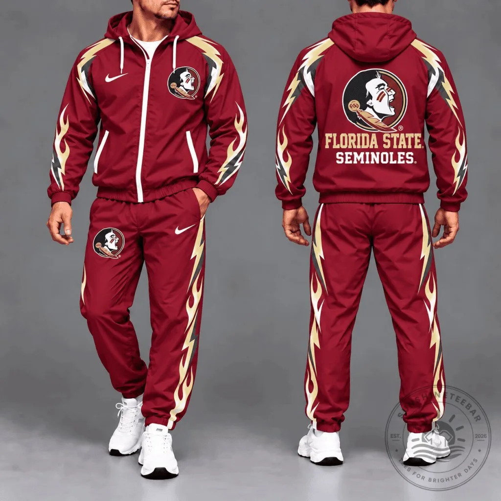 Florida State Seminoles Full-Zip Performance Tracksuit Hoodie and Pants Set Florida State Seminoles Full-Zip Performance Tracksuit Hoodie and Pants Set