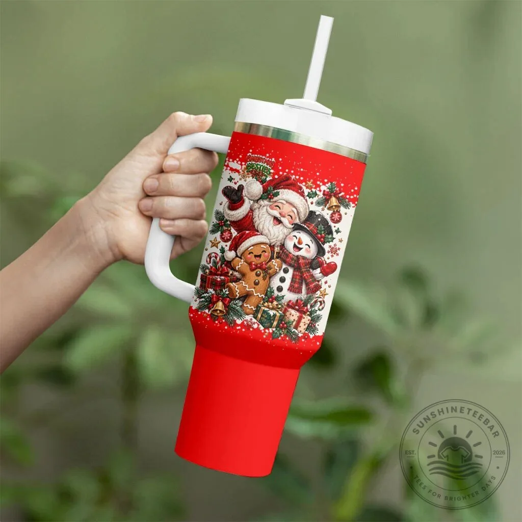 Sweet Holiday Crew Santa Snowman Gingerbread Christmas Tumbler With Handle 12 Sweet Holiday Crew Santa Snowman Gingerbread Christmas Tumbler With Handle