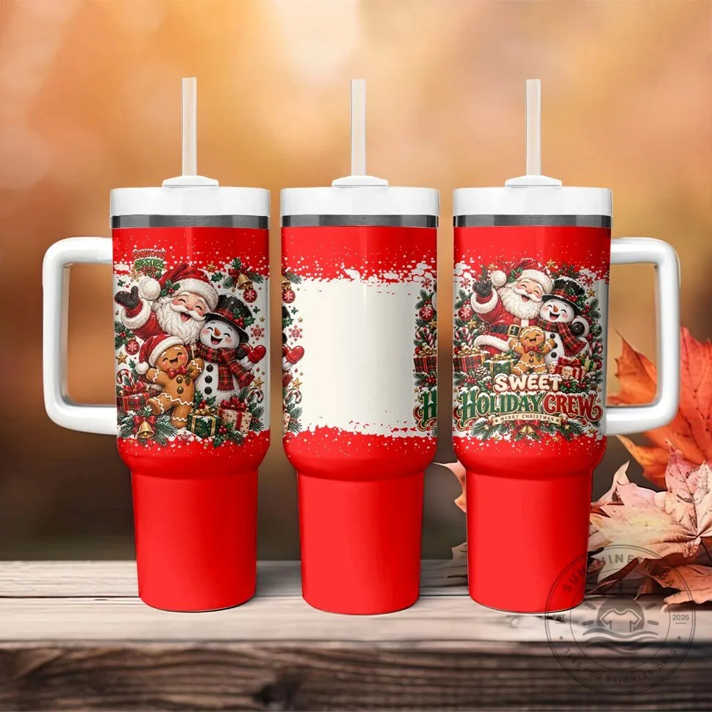 Sweet Holiday Crew Santa Snowman Gingerbread Christmas Tumbler With Handle 13 Sweet Holiday Crew Santa Snowman Gingerbread Christmas Tumbler With Handle