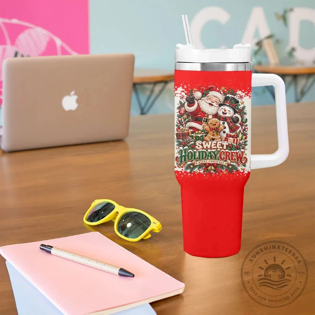 Sweet Holiday Crew Santa Snowman Gingerbread Christmas Tumbler With Handle 14 Sweet Holiday Crew Santa Snowman Gingerbread Christmas Tumbler With Handle