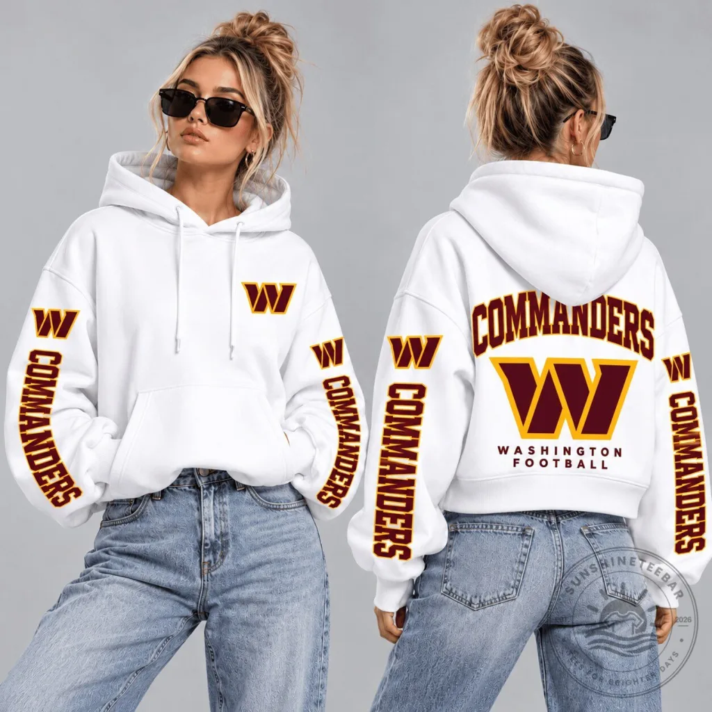 Washington Commanders Football Team Logo White Womens Cropped Hoodie Washington Commanders Football Team Logo White Womens Cropped Hoodie