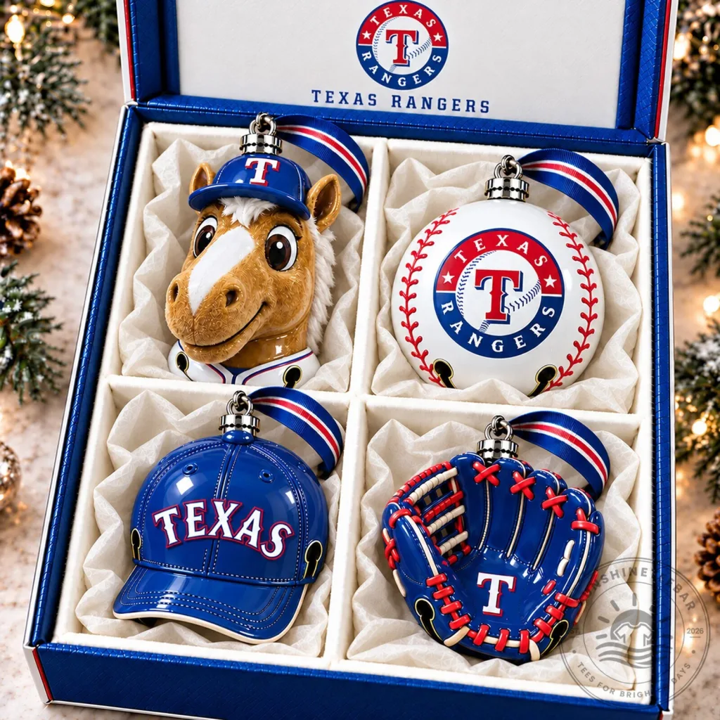 Texas Rangers Baseball Team Christmas Tree Ornament Set Texas Rangers Baseball Team Christmas Tree Ornament Set