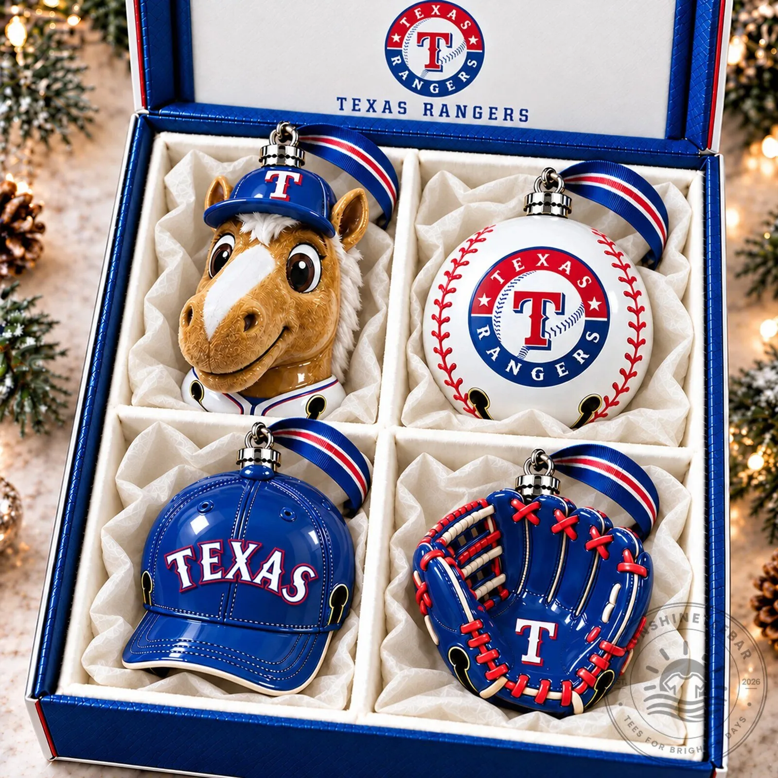 Texas Rangers Baseball Team Christmas Tree Ornament Set 2 Texas Rangers Baseball Team Christmas Tree Ornament Set