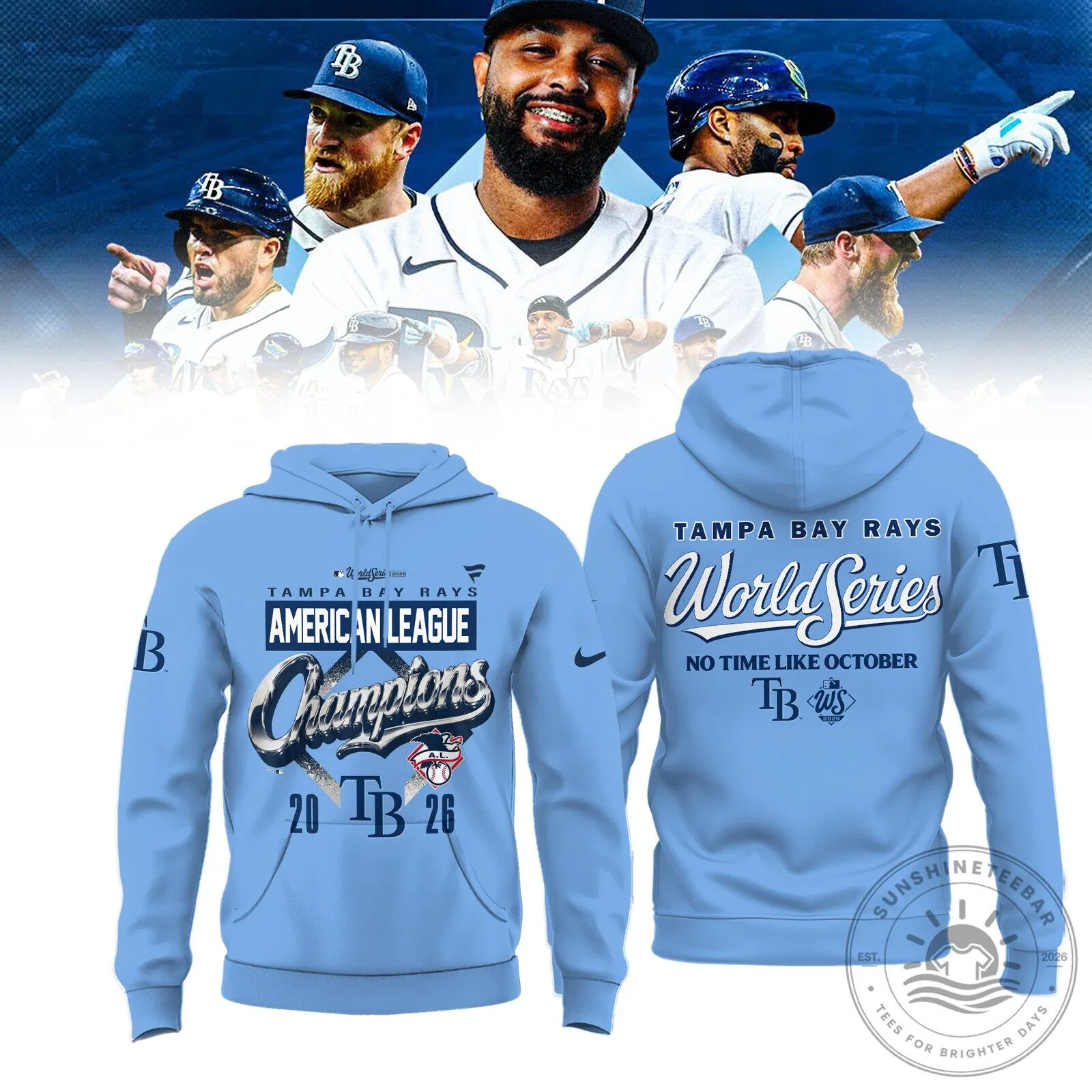 Tampa Bay Rays American League Champions 2026 Baseball Fan Hoodie