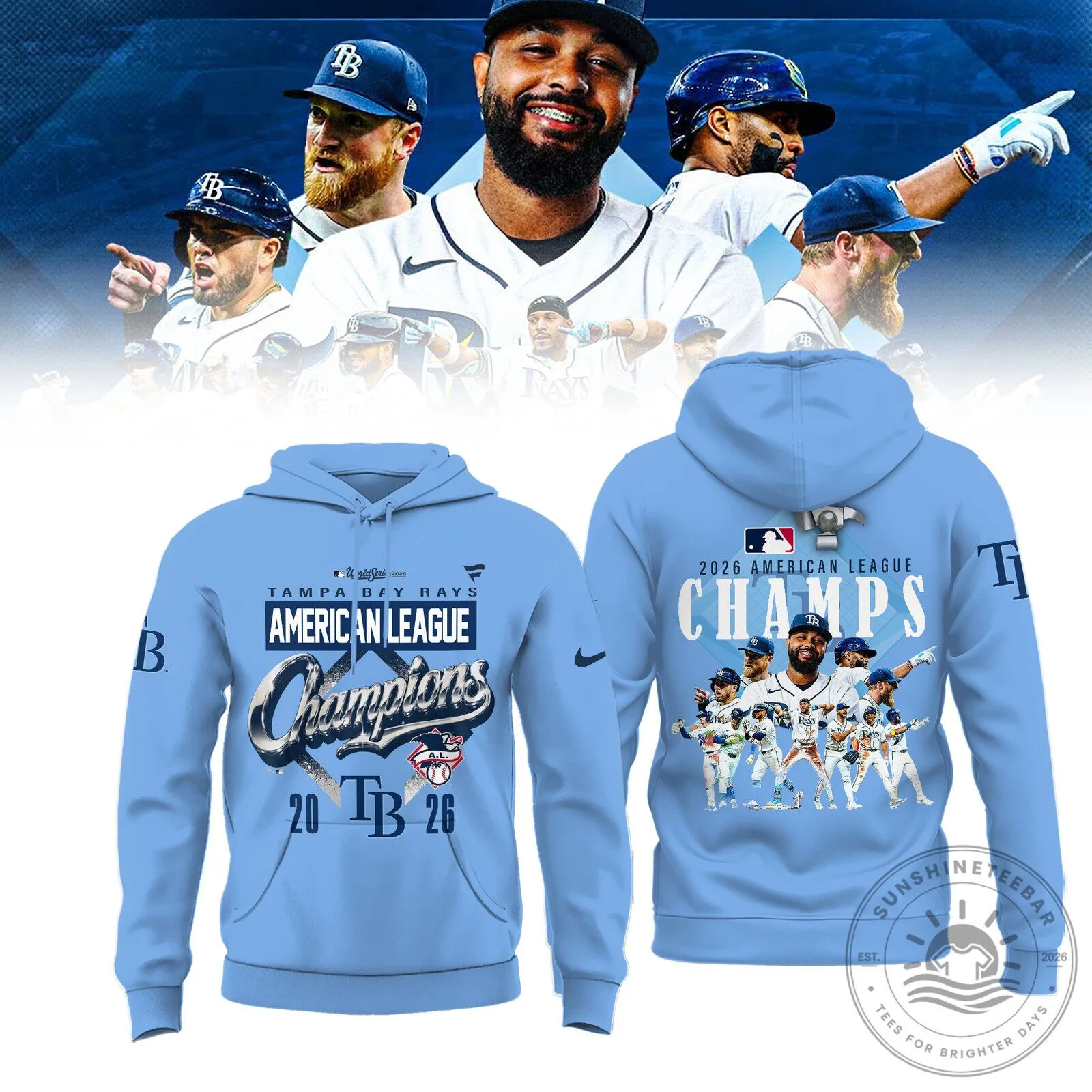Tampa Bay Rays 2026 American League Champions Baseball Hoodie