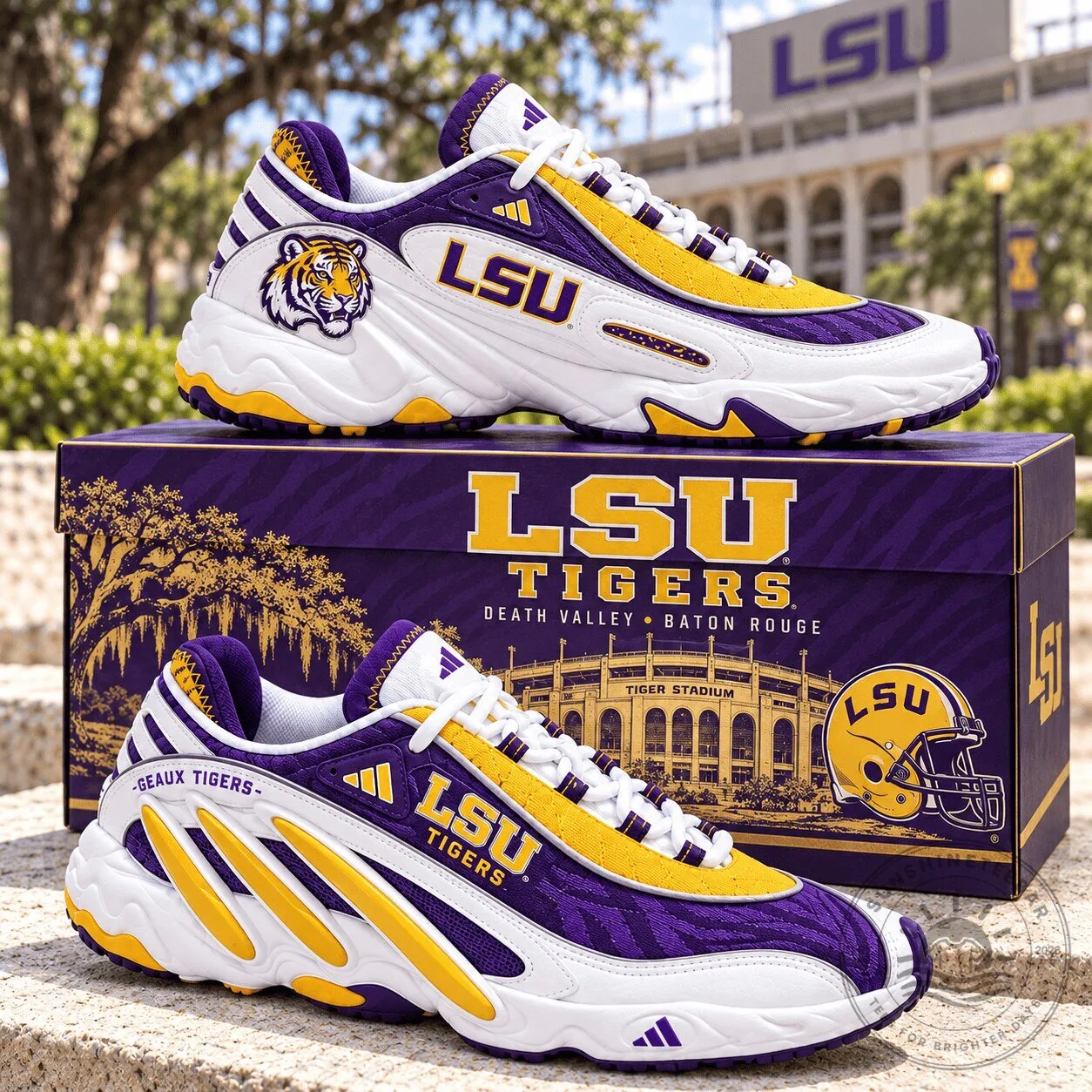 LSU Tigers Premium White and Purple Athletic Sneakers