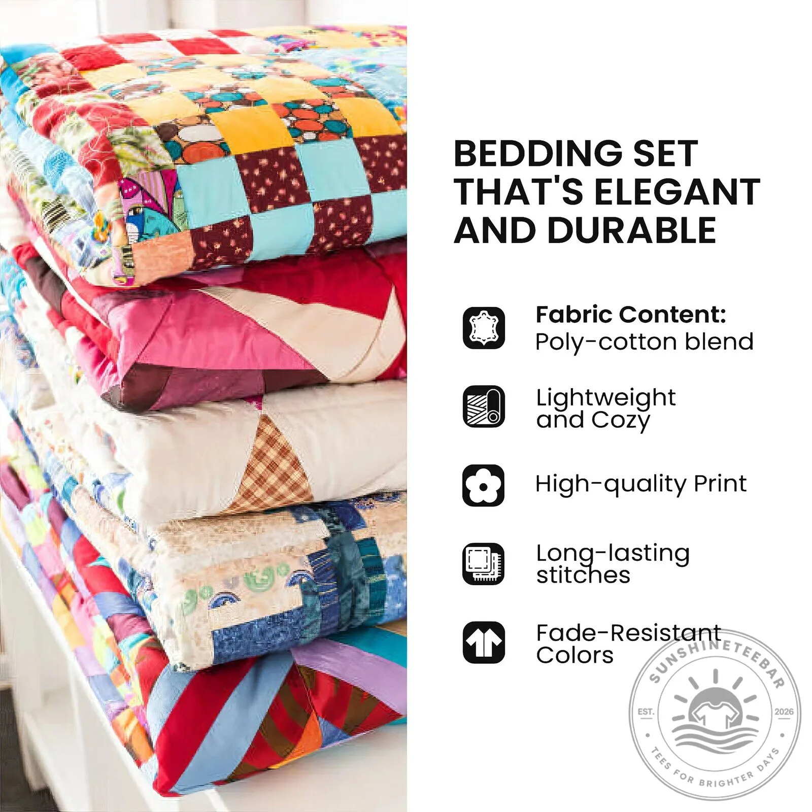 Denim Cats Patchwork Quilted Bedding Set with Pillow Shams 7 Denim Cats Patchwork Quilted Bedding Set with Pillow Shams