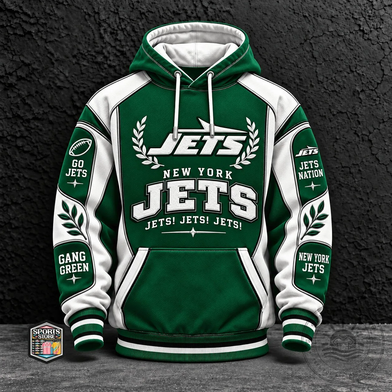 New York Jets Football Team Green White Fan Gear Hoodie