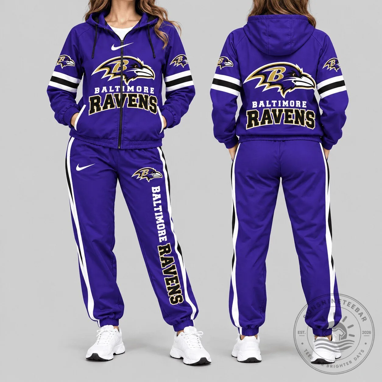 Baltimore Ravens NFL Football Team Purple Full Zip Hoodie Sweatshirt