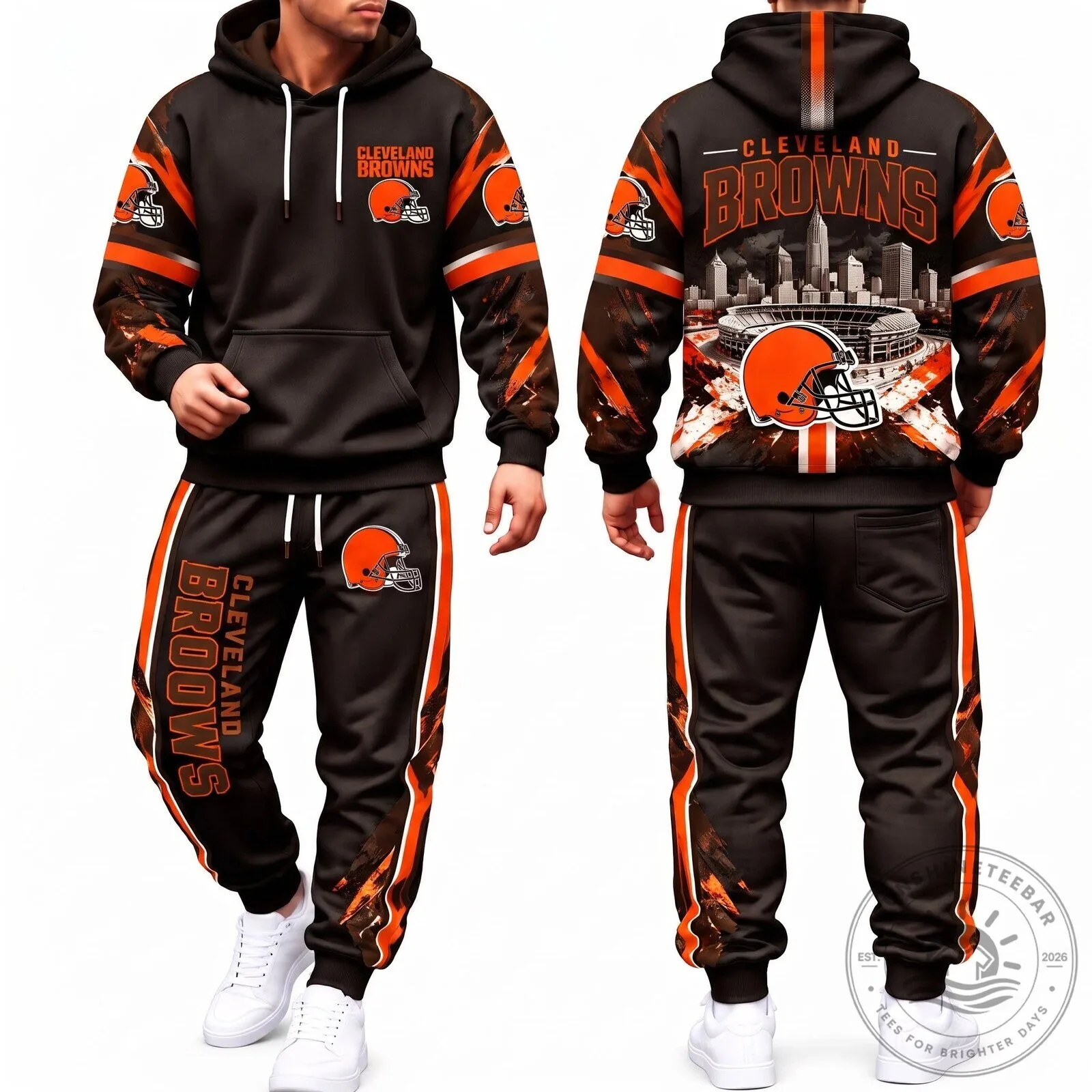 Cleveland Browns Football Team Logo Hoodie and Jogger Pants Set