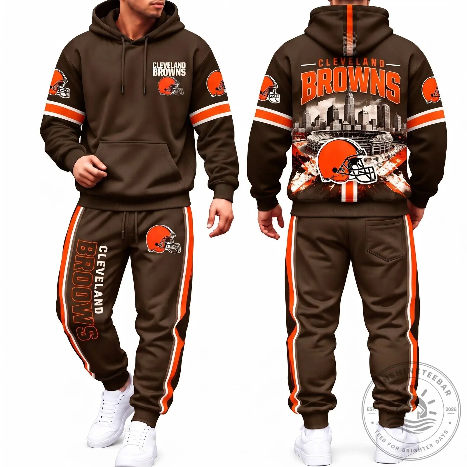Cleveland Browns Football Team Logo Hoodie and Jogger Pants Set 9 Cleveland Browns Football Team Logo Hoodie and Jogger Pants Set