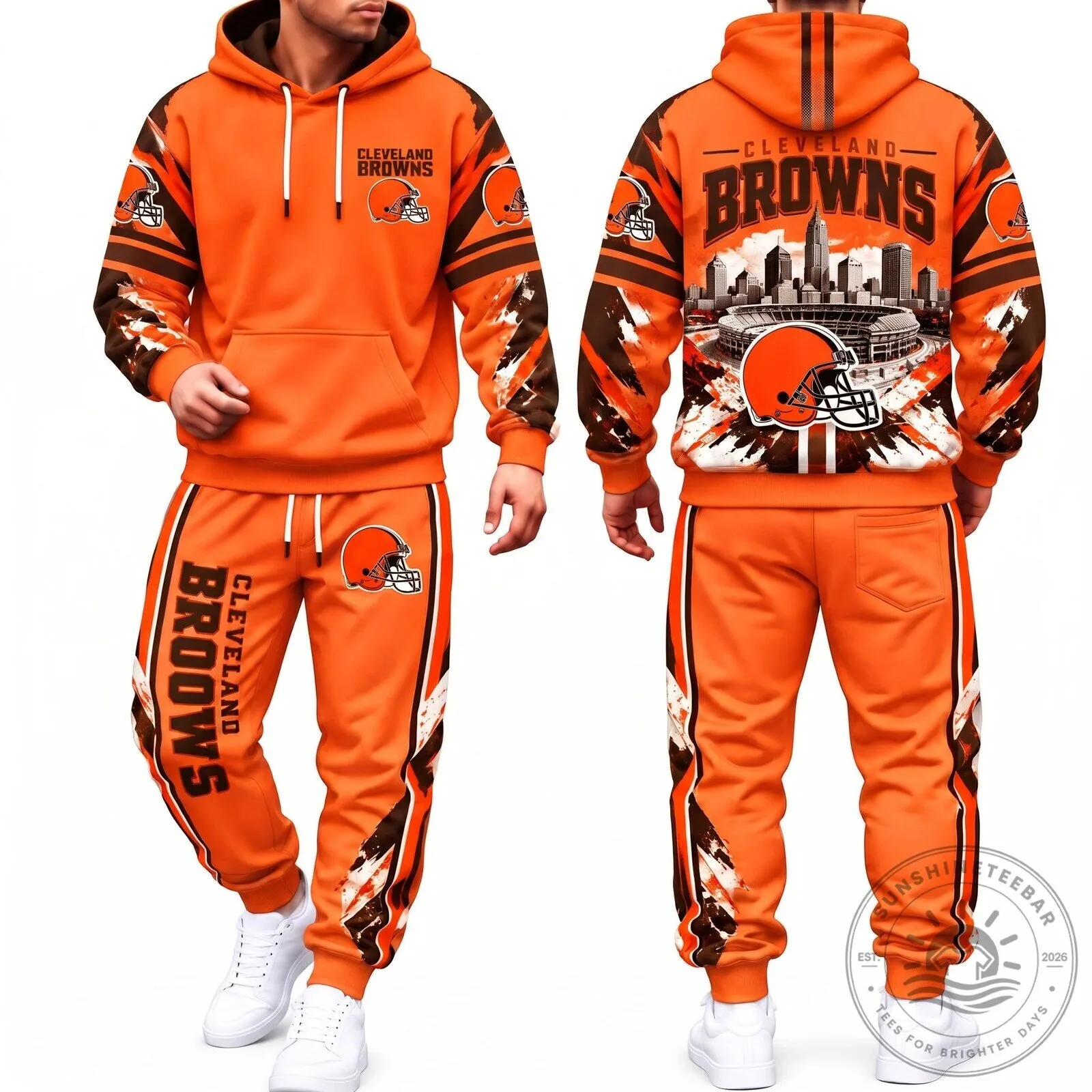 Cleveland Browns Football Team Logo Hoodie and Jogger Pants Set 10 Cleveland Browns Football Team Logo Hoodie and Jogger Pants Set
