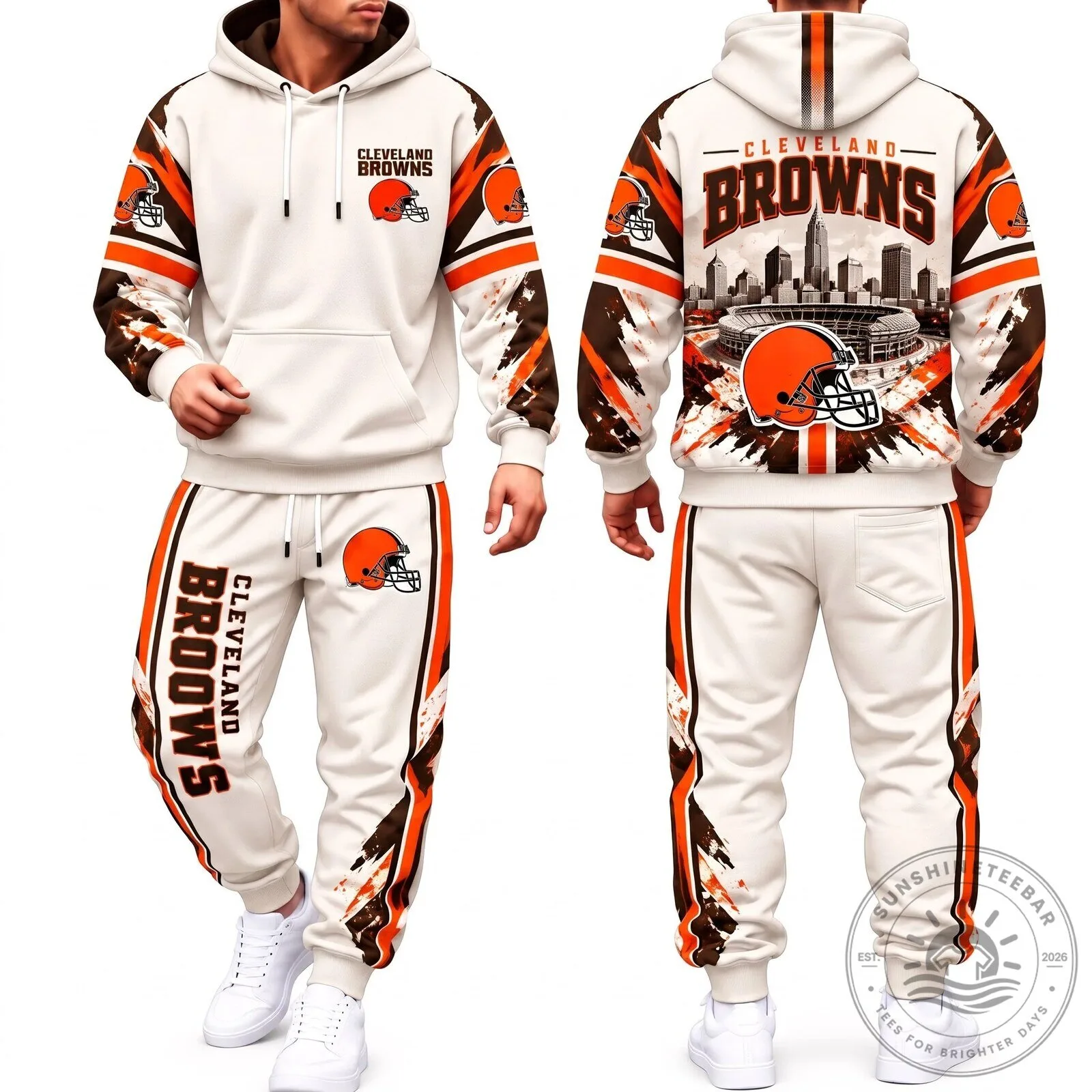 Cleveland Browns Football Team Logo Hoodie and Jogger Pants Set 11 Cleveland Browns Football Team Logo Hoodie and Jogger Pants Set