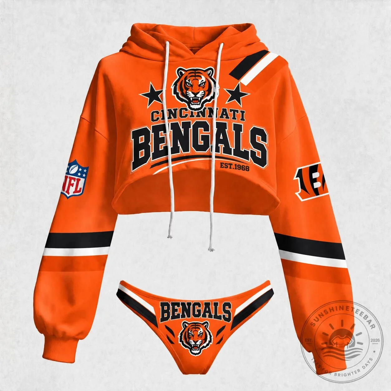 Cincinnati Bengals Women's Cropped Hoodie and Thong Underwear Set