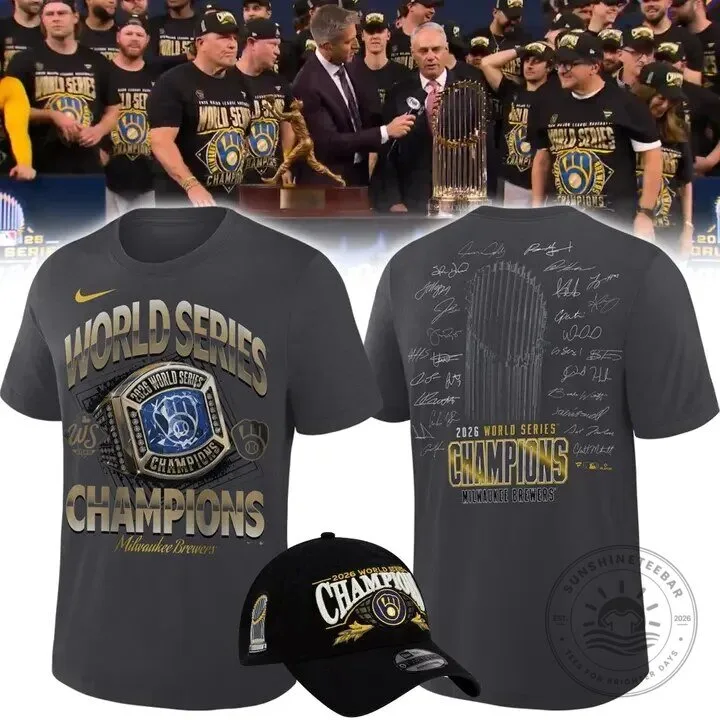 Milwaukee Brewers Locker Room T-Shirt for 2026 World Series Champions Celebration