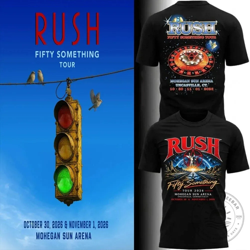 Rush Fifty Something Tour 2026 Mohegan Sun Arena Black T-Shirt 2 Rush Fifty Something Tour 2026 Mohegan Sun Arena Black T-Shirt