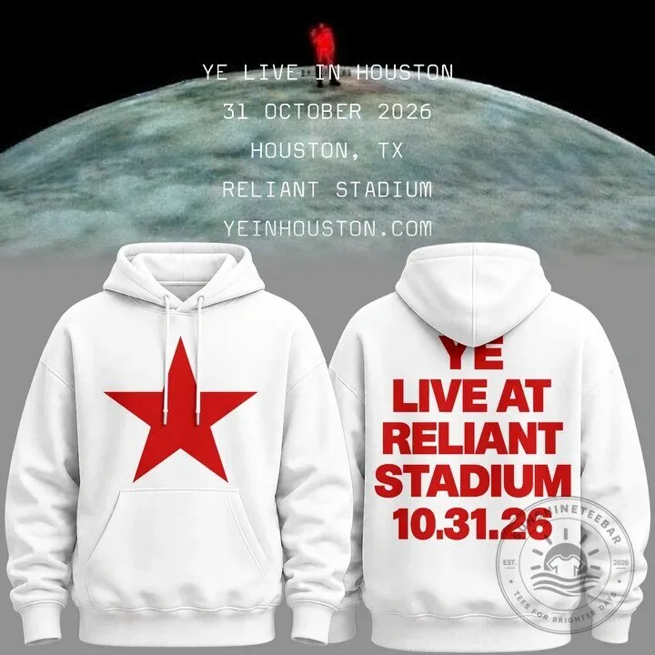 Rush Fifty Something Tour 2026 Mohegan Sun Arena Black T-Shirt 3 Kanye West Ye Live At Reliant Stadium Houston 2026 Concert Hoodie